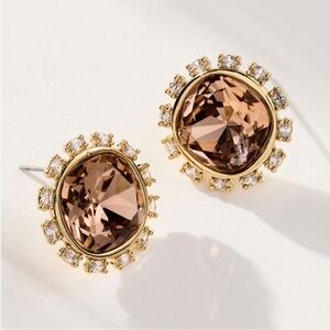 New! Anthropologie Round Crystal Quartz Earrings NWT